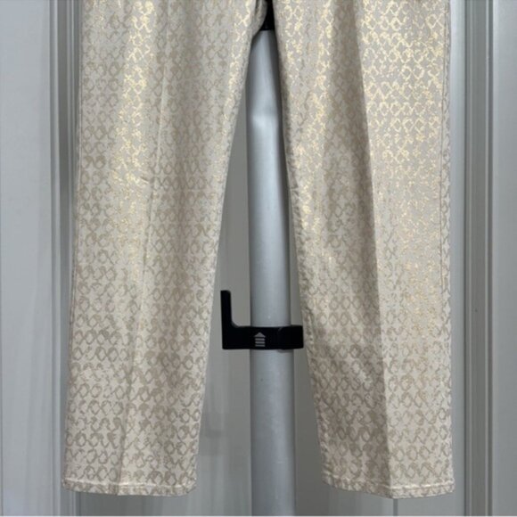Chico’s Platinum Gold Pattern Jeans/Pants Sz 1.5/10 High Rise Ankle Stretchy - Picture 3 of 7